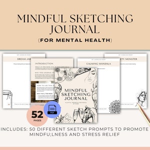 Mindfulness Journal For Teens, Sketch Book, Mental Health, Gratitude Worksheets, Instant Download, Journal Prompts, Art Therapy, Counseling
