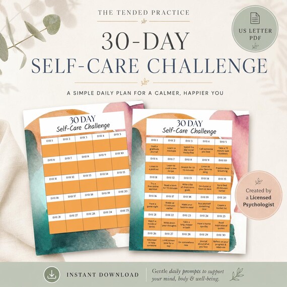 Self-Care Challenge Tracker | 30-Day Planner (PDF)