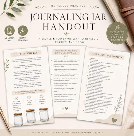 CBT Mental Health Journal Prompts, Self-Reflection, 35 Prompts (PDF Pattern)