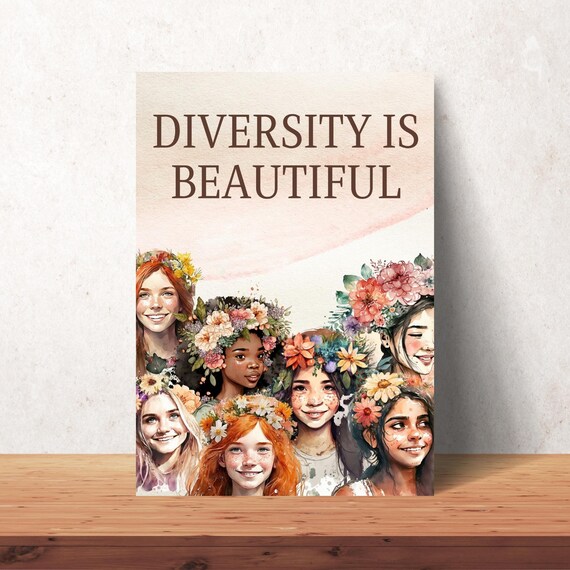 Diversity is Beautiful Poster, Watercolor Art Print (Digital Download)