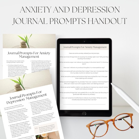 Anxiety and Depression Journal Prompts, Mental Health (PDF)