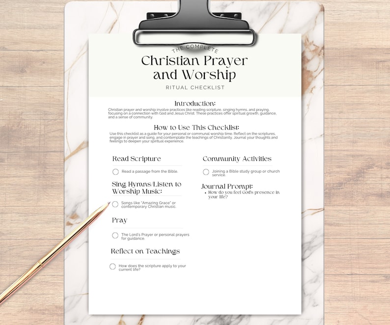 Christian Prayer and Worship Tracker, Spiritual Habit Checklist (PDF ...