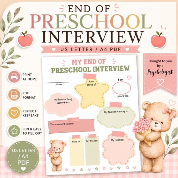 End of Year Preschool Interview, Student Keepsake (Printable)