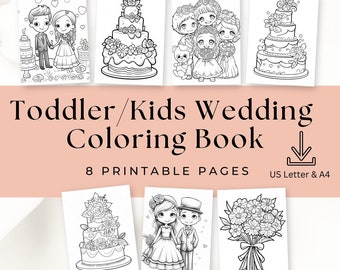 Wedding Coloring Book for Kids, Reception Activity (Instant Download)