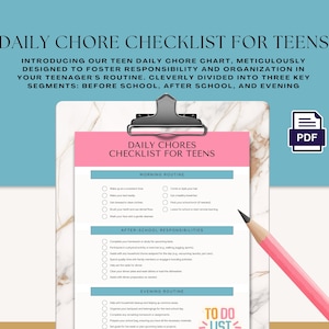 Chore Chart For Teens | Kids Daily Weekly Schedule | Responsibility Chart | Screen Time | Checklist | Kids Teens Adults | Routine Checklist