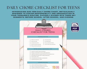 Teen Daily Chore Chart | Printable Responsibility Checklist (PDF)