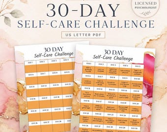 Self-Care Challenge Printable, 30 Day Tracker (PDF)