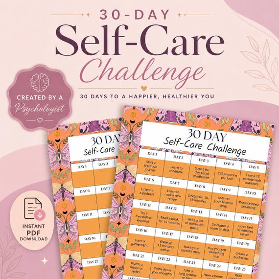 Self-Care Challenge Tracker, 30-Day Planner (PDF)