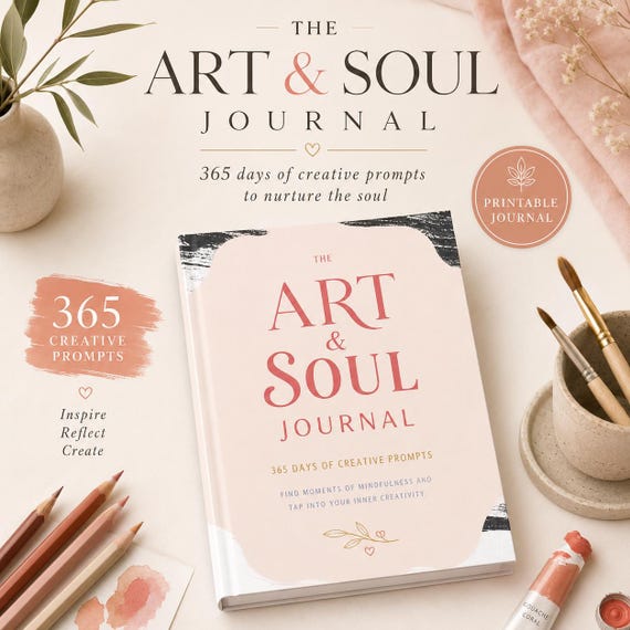Art and Soul Journal – 365 Day Illustrated Prompts (PDF and Canva)