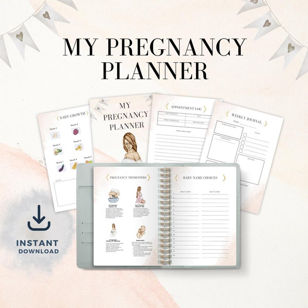 Pregnancy Planner, Mom-To-Be Planner, Pregnancy Journal, Digital Pregnancy Record Book, Pregnancy Diary, Pregnancy Gift, Expecting Mom Kit