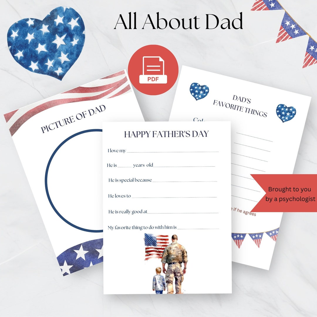 All About My Dad Printable Template, Fathers Day Gift From Daughter ...