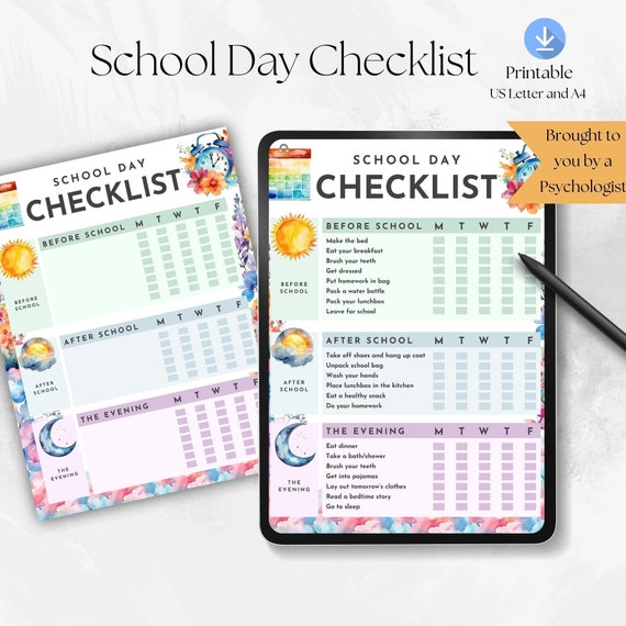 Editable Kids Daily Checklist | Back to School Responsibility Chart (PDF)