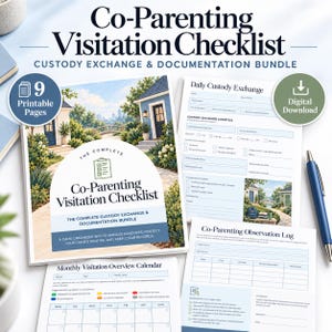 Co-Parenting Visitation Checklist: 9-Page Printable Custody Exchange Bundle (Digital Download)