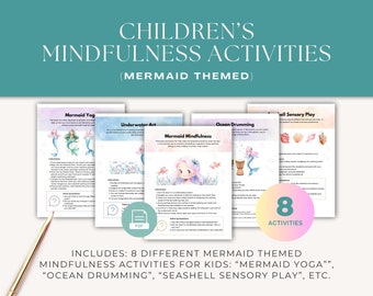 Mermaid Magic Mindfulness Kit, Kids Calming Activities (Digital Download)