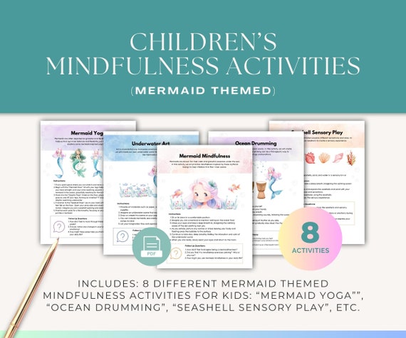 Mermaid Magic Mindfulness Kit, Kids Calming Activities (Digital Download)