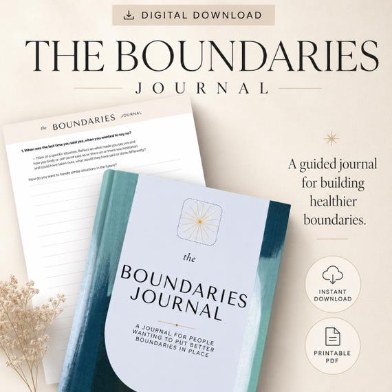 Boundaries Journal – Prompts & Reflections, Editable Canva Template (Digital Download)