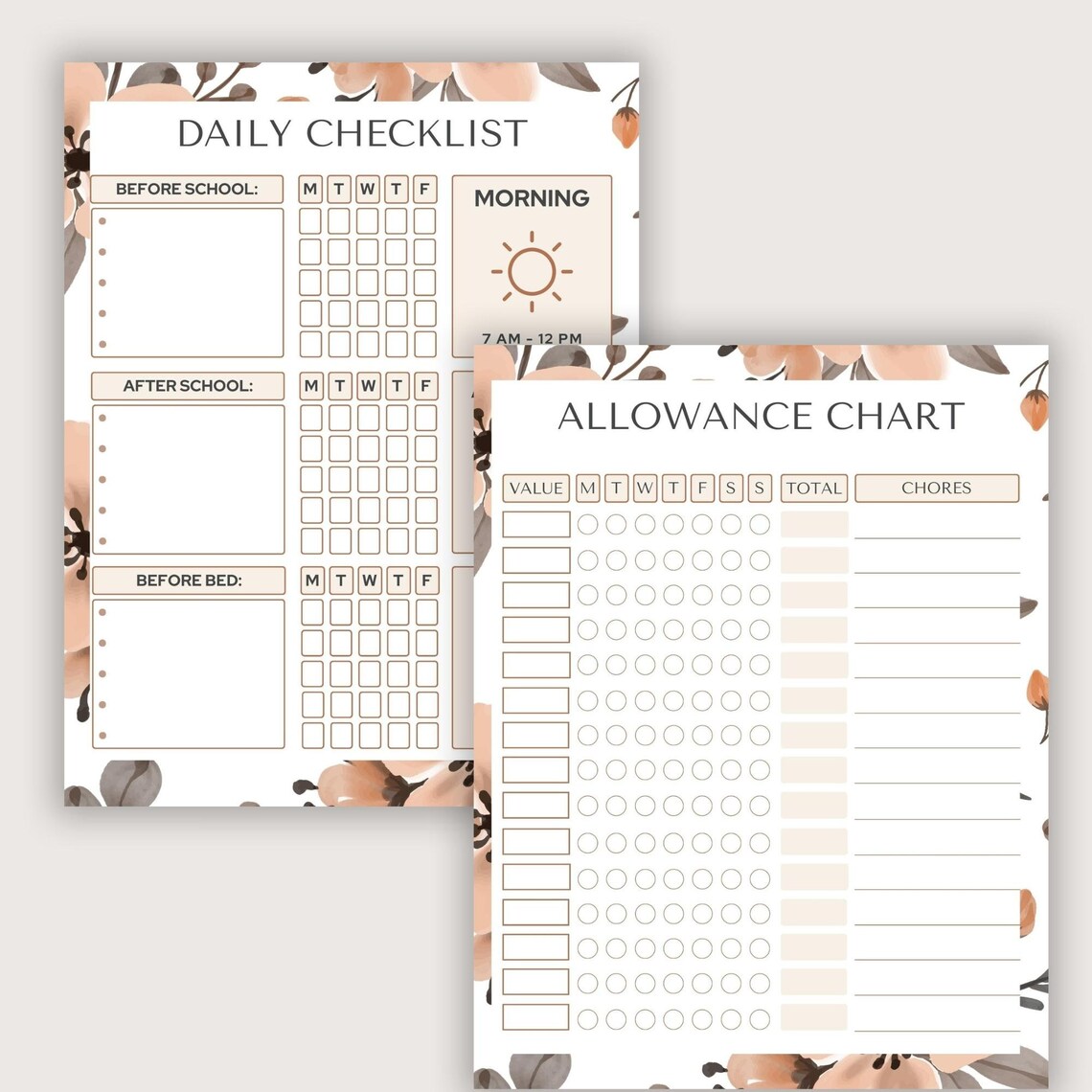 Printable Kids Chore Charts Reward Allowance Screen Time - Etsy