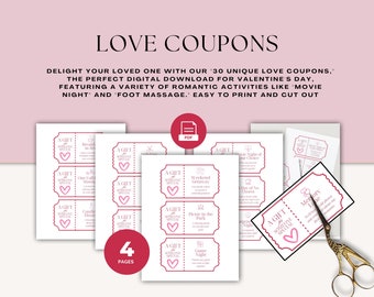 Love Coupon Book for Couples, Romantic Gift (Digital Download)
