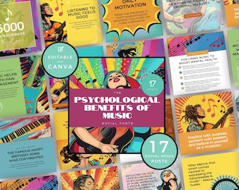 Music Mental Health Instagram Templates | Positive Social Media Posts (Canva)
