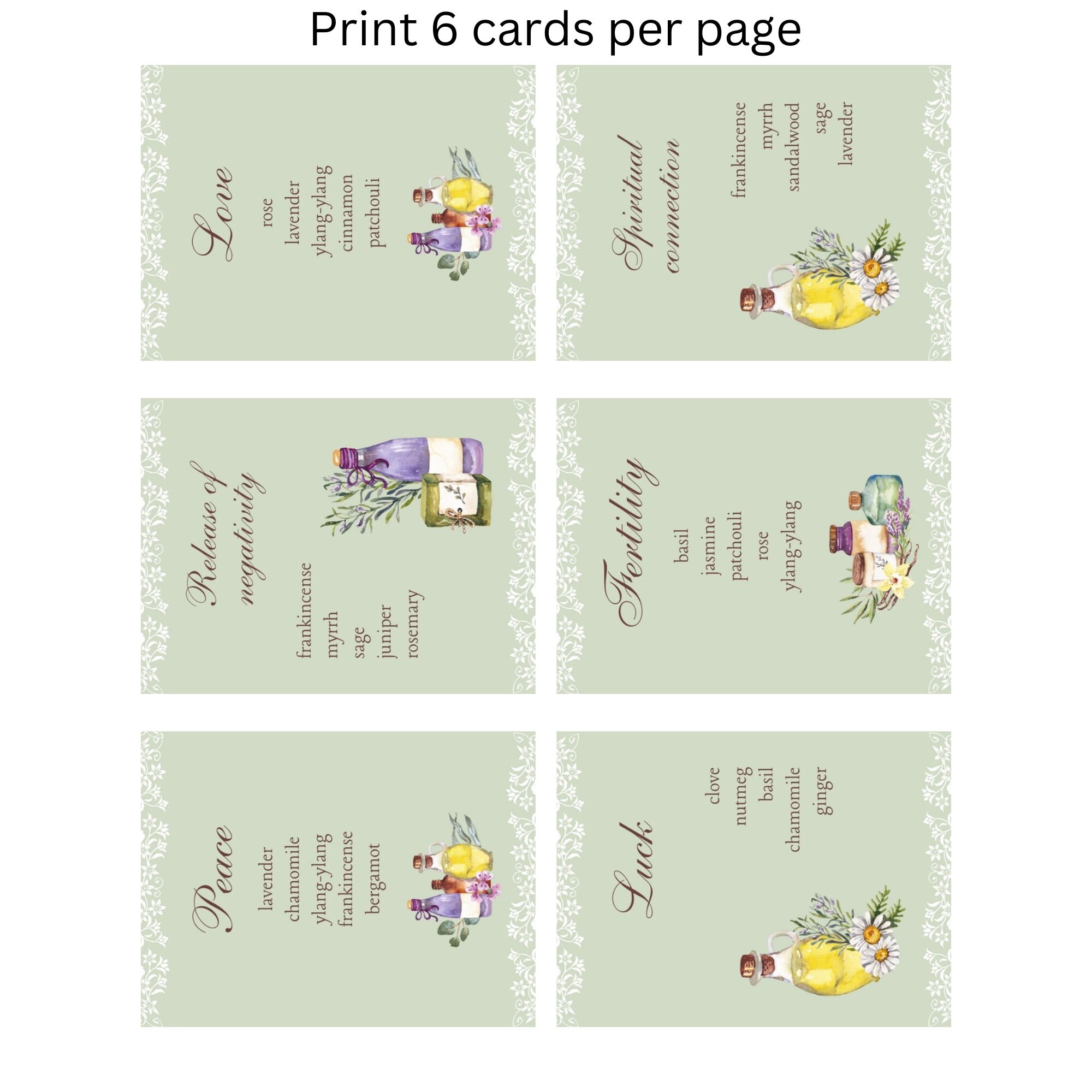 Printable Intention Card Deck, Affirmation Cards, Healing Herbs, Herbal ...