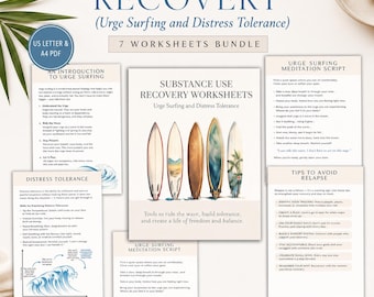 Substance Use Recovery Worksheets | Urge Surfing, Distress Tolerance (PDF)