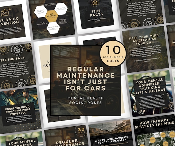 Men's Mental Health Instagram Templates | Car Metaphors (Canva Editable)