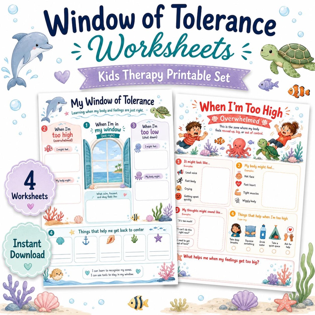 Window of Tolerance Kids, Coping Skills Worksheets, Emotional ...