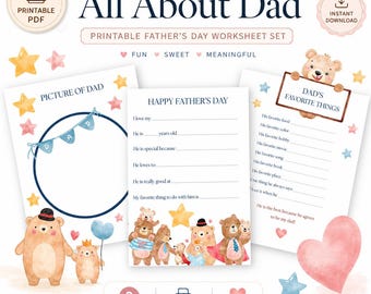 All About Dad Printable Fill-In Template, Father's Day Gift (PDF)