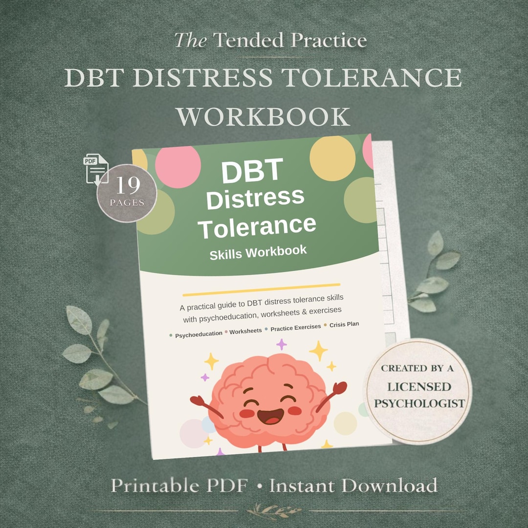 DBT Distress Tolerance Skills Workbook, Therapy Worksheets, TIPP, Stop ...