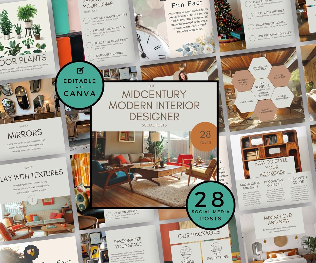 Interior Designer Social Media Posts, Canva, Home Decor Marketing