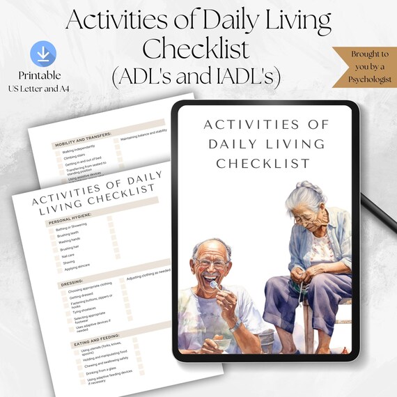 Activities of Daily Living Checklist, Senior Care (PDF, US Letter, A4)
