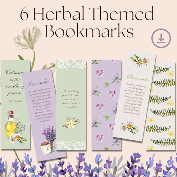 Herbal Bookmarks | Vintage Floral Prints, Book Club Gift (Digital Download)