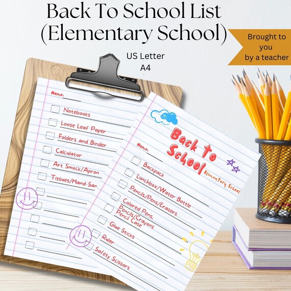 Elementary School Supply Checklist for Parents (PDF)