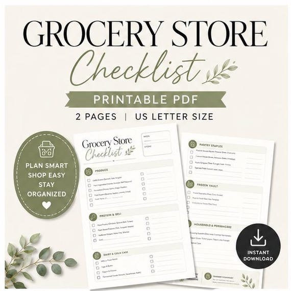 Shopping List Printable, Grocery List Organizer, Weekly Meal Prep Schedule, Meal Tracker for Easy Planning