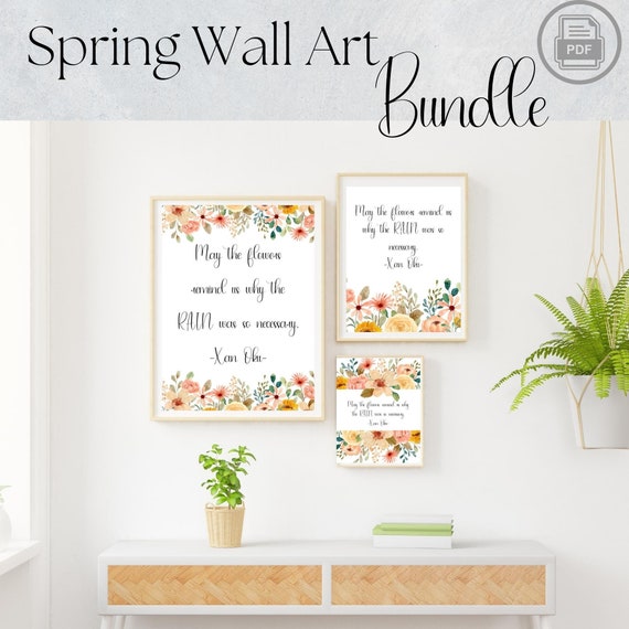 Floral Inspirational Quote Art Prints, Set of 3 (Digital Download)