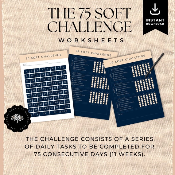 75 Soft Challenge Tracker Printable, Fitness Journal (PDF)