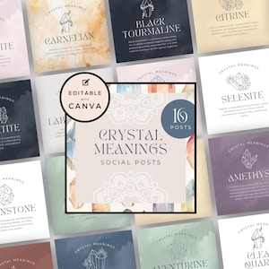 Instagram Crystal Healing, Spiritual Instagram Post Templates, Spiritual Instagram Templates Canva, Spiritual Coach, Crystal Instagram