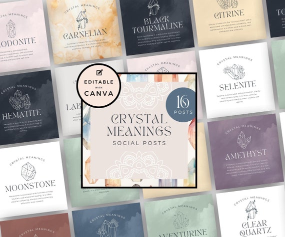 Crystal Healing Instagram Post Templates Canva, Spiritual Coach