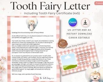 Editable Tooth Fairy Letter and Certificate, Canva Template (PDF)