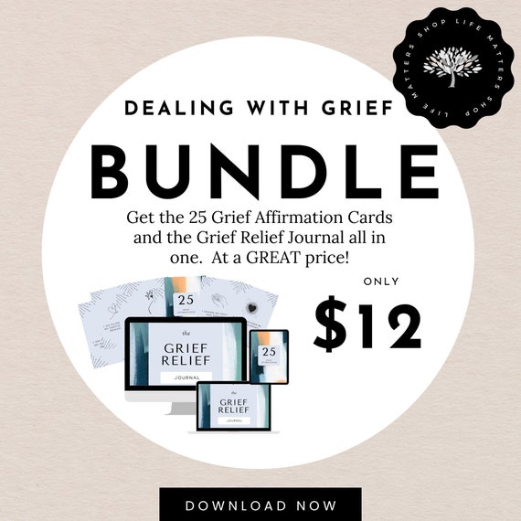 Grief Relief Bundle – Affirmation Cards & Journal (Printable, Editable)