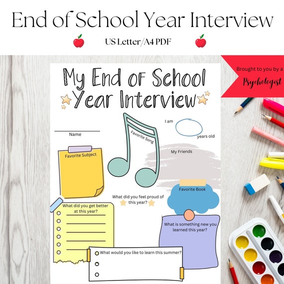 End of School Year Interview, Student Keepsake (Printable)