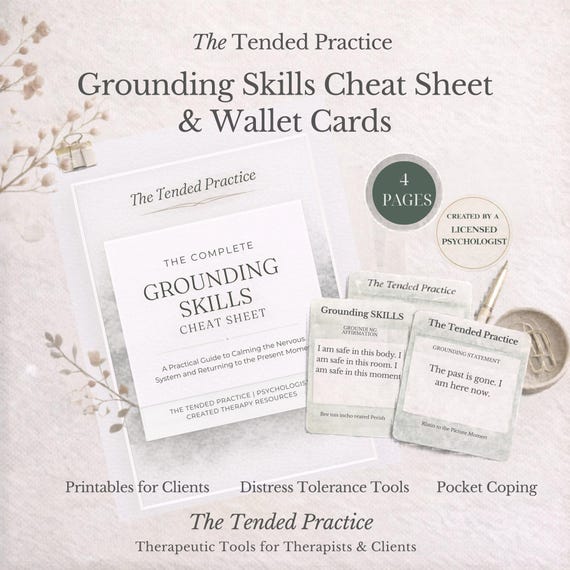 Grounding Techniques Cheat Sheet, Anxiety Relief, Coping Skills, Stress Management, Emotional Regulation Guide