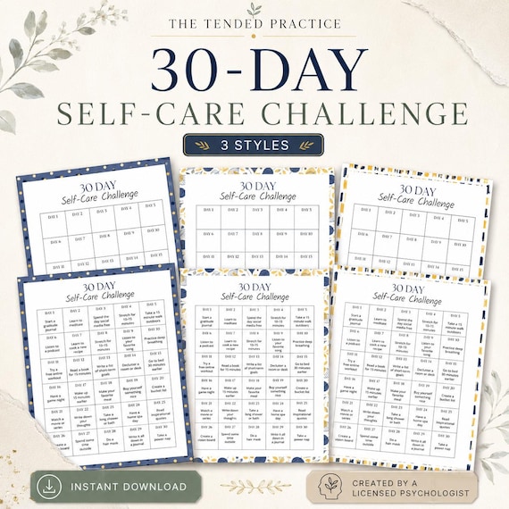 Self-Care 30-Day Challenge Tracker Printable (PDF)