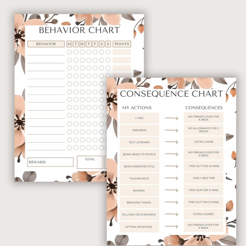 Printable kids chore charts reward allowance screen time school