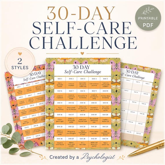 30-Day Self Care Challenge Tracker | Printable Checklist (PDF)