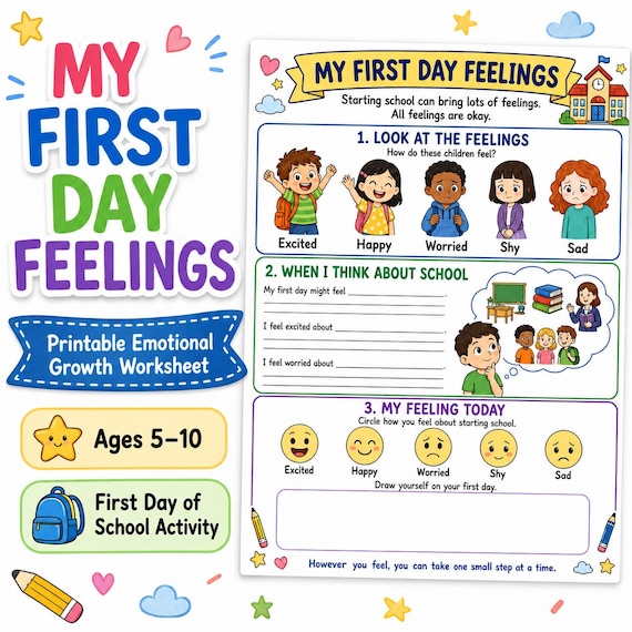 Kids Mental Health Check In: Creative Daily Affirmations For School Therapy Sessions, first day of school