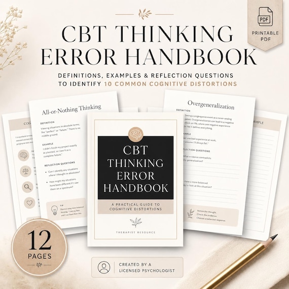 CBT Cognitive Distortions Handbook | Thinking Errors, Therapy (PDF Pattern)