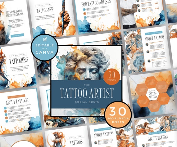 Tattoo Artist Social Media Templates | Editable Instagram Posts (Canva)