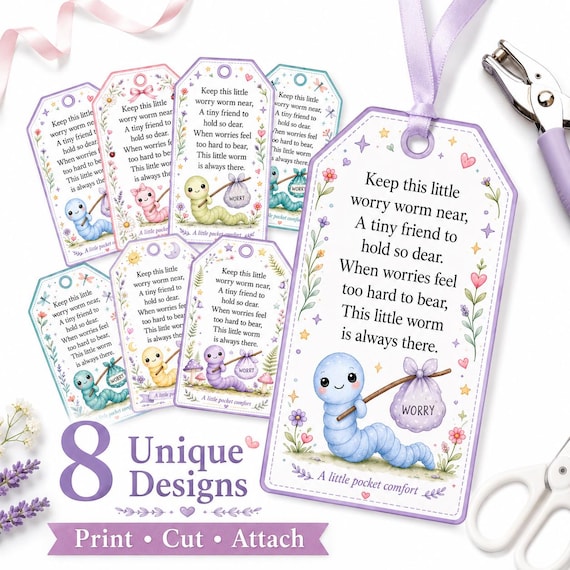 Worry Worm Tags - Crochet Printable Gift For Your Little Ones And Their Worries