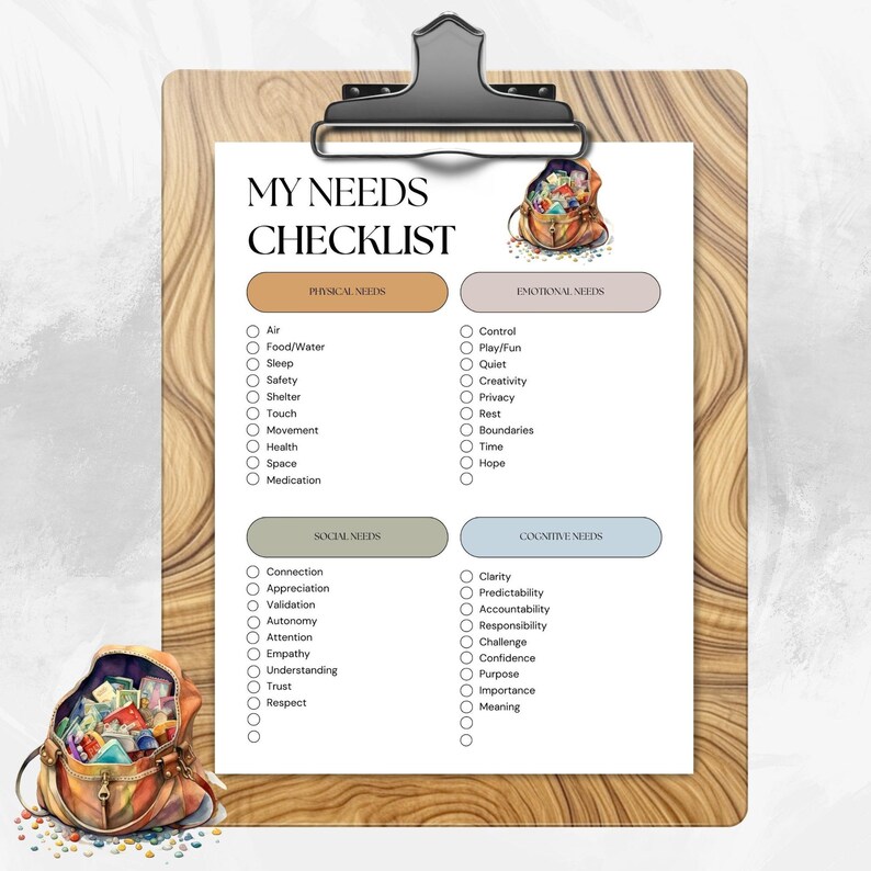 Mental Health Needs Checklist | Self-care Worksheet (printable) - Etsy